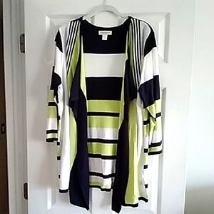 Striped Open-Front Cardigan Sweater